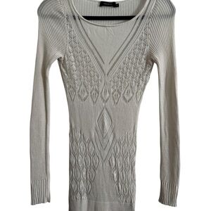 Arden B‎ Cream V-Neck Top with Geometric Knit